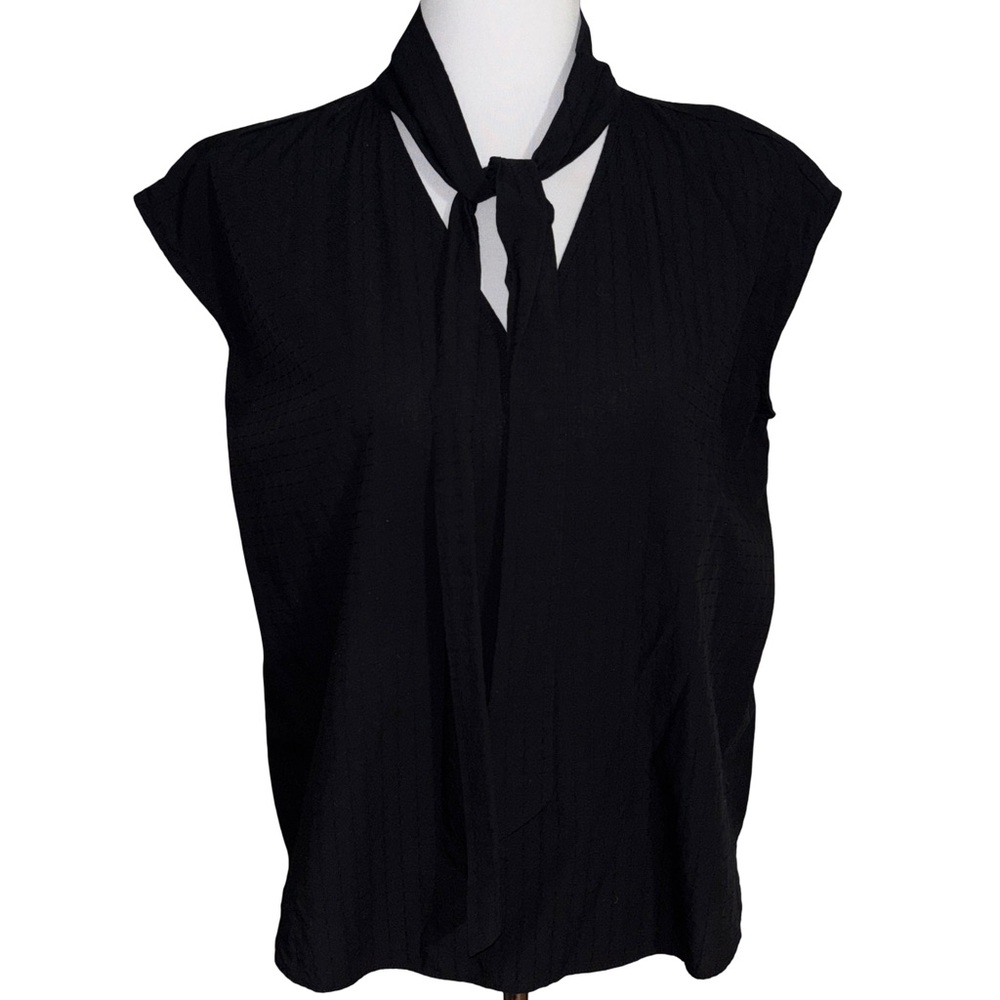 Ann Taylor Black Tie Neck Blouse